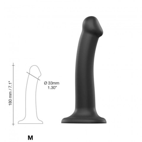 Silicone Bendable Dildo Double Density Black M