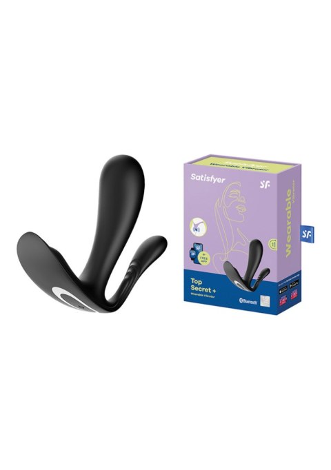 Korek z dwoma wypustkami sterowany aplikacją Satisfyer Top Secret+ Connect App Black