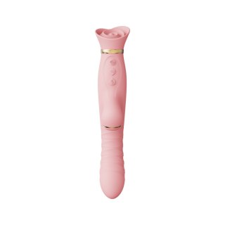 Pulsator z wibracjami oraz główką w kształcie róży Zalo Rose Thruster Strawberry Pink