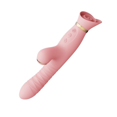 Pulsator z wibracjami oraz główką w kształcie róży Zalo Rose Thruster Strawberry Pink