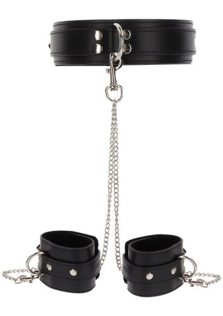 Czarna obroża z kajdankami na ręce Taboom Heavy Collar and Wrist Cuffs Black