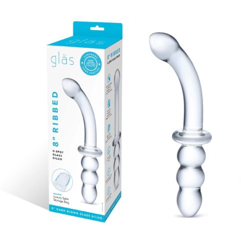 Dwustronne szklane dildo Glas Ribbed G-Spot Glass Dildo