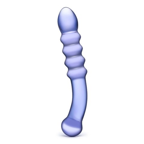 Fioletowe żebrowane szklane dildo Glas Purple Rain Ribbed Glass Dildo