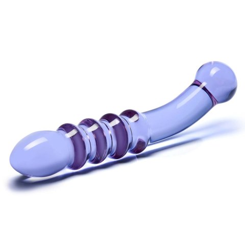 Fioletowe żebrowane szklane dildo Glas Purple Rain Ribbed Glass Dildo