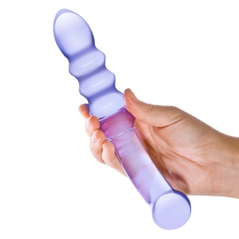 Fioletowe żebrowane szklane dildo Glas Purple Rain Ribbed Glass Dildo