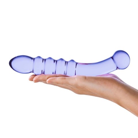 Fioletowe żebrowane szklane dildo Glas Purple Rain Ribbed Glass Dildo