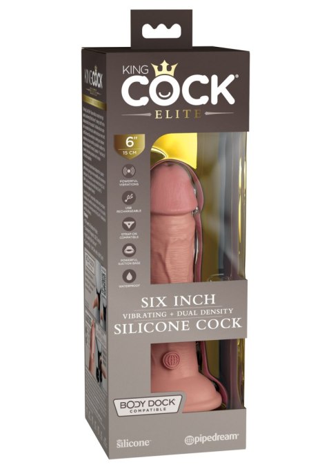 Miękki silikonowy wibrator z twardszym rdzeniem King Cock 6 Inch Dual Density Vibe Cock Light