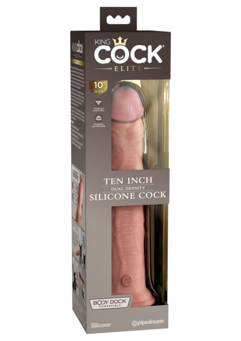 Miękkie silikonowe dildo z twardszym rdzeniem King Cock 10 Inch Dual Density Silicone Cock Light