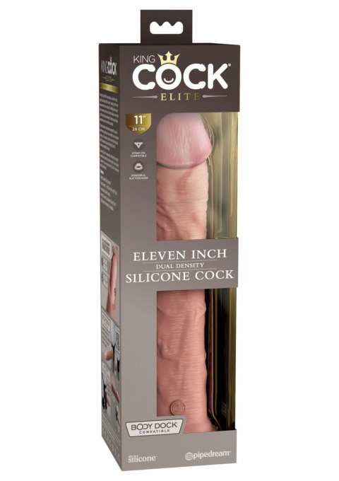 Miękkie silikonowe dildo z twardszym rdzeniem King Cock 11 Inch Dual Density Silicone Cock Light