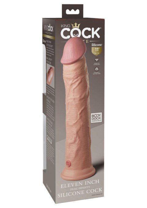 Miękkie silikonowe dildo z twardszym rdzeniem King Cock 11 Inch Dual Density Silicone Cock Light