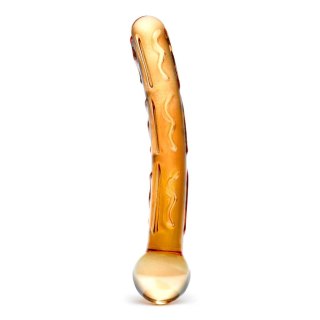 Pomarańczowe żebrowane szklane dildo Glas Orange Tickler Glass Dildo