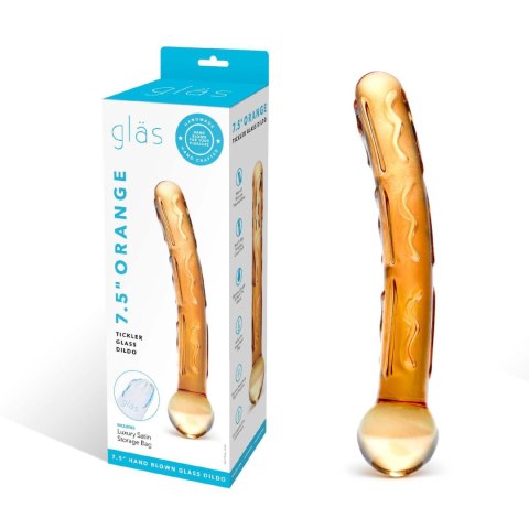 Pomarańczowe żebrowane szklane dildo Glas Orange Tickler Glass Dildo