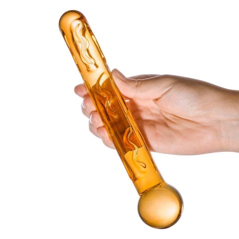 Pomarańczowe żebrowane szklane dildo Glas Orange Tickler Glass Dildo