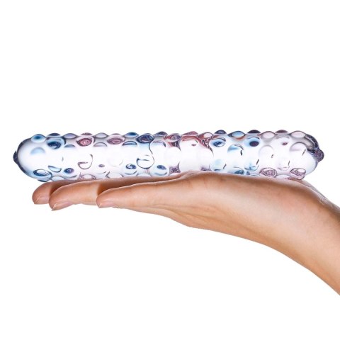 Szklane dildo z kolorowymi wypustkami Glas Purple Rose Nubby Glass Dildo