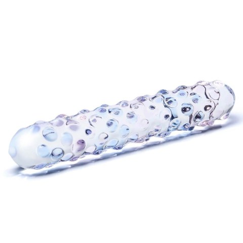 Szklane dildo z kolorowymi wypustkami Glas Purple Rose Nubby Glass Dildo