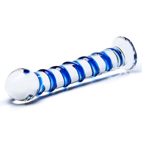 Szklane dildo z niebieską spiralą dookoła Glas Blue Spiral Glass Dildo