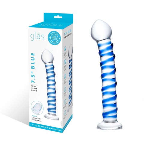 Szklane dildo z niebieską spiralą dookoła Glas Blue Spiral Glass Dildo