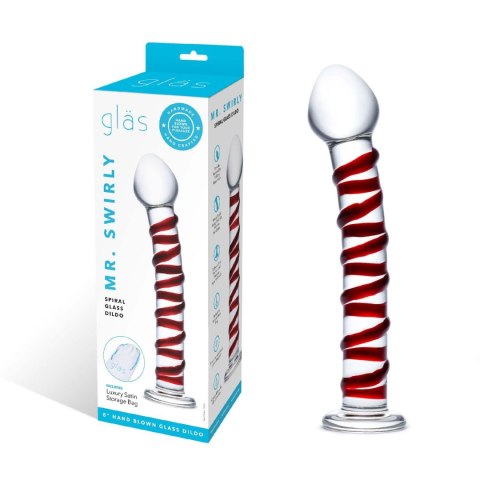 Żebrowane szklane dildo Glas Mr. Swirly Glass Dildo