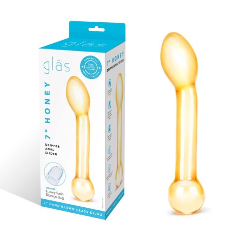 Żółte szklane dildo Glas Honey Dripper Glass Anal Slider