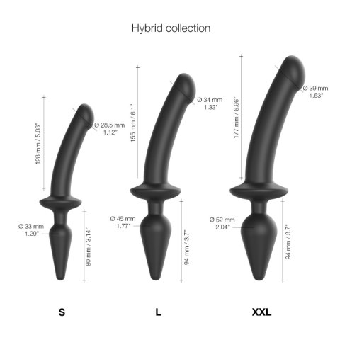 Strap-on-me Switch Plug-in Semi-realistic Dildo Black L