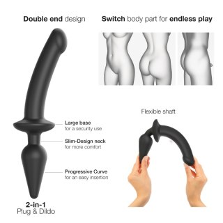 Strap-on-me Switch Plug-in Semi-realistic Dildo Black S