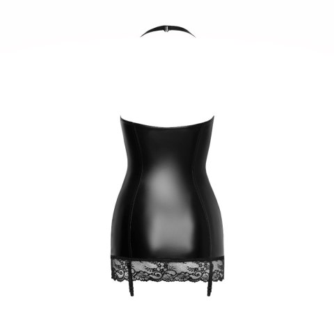 Noir Handmade F280 Powerwetlook mini-dress with lace trim L