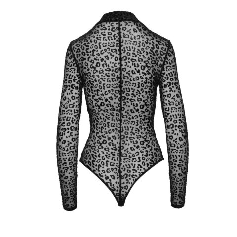 Noir Handmade F287 Leopard flock bodysuit with long sleeves L