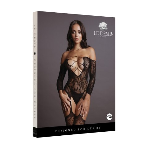 Le Désir Criss Cross Neck Bodystocking Black OS