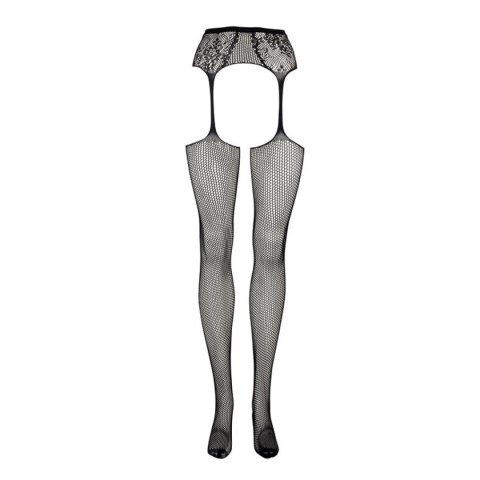 Le Désir Fishnet and lace garterbelt stockings Black OS