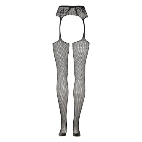 Le Désir Fishnet and lace garterbelt stockings Black OS