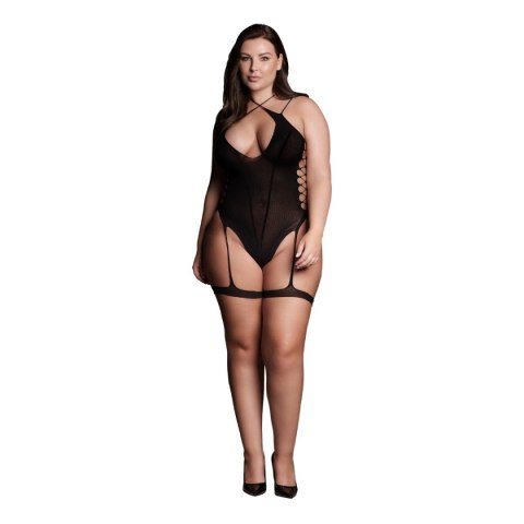 Le Désir Metis XVI - Body with Garters Crossed Neckline Black OSX