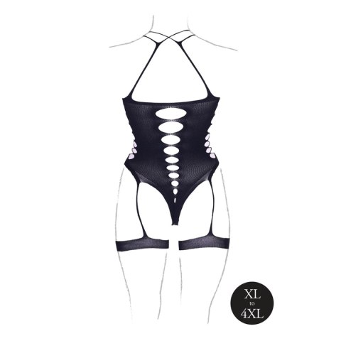 Le Désir Metis XVI - Body with Garters Crossed Neckline Black OSX