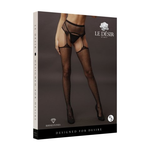 Le Désir Suspender Rhinestone Pantyhose Black OS