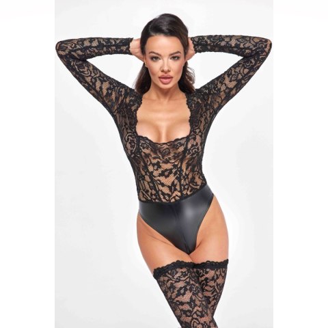 Noir Handmade F296 Psyche bodysuit of lace and wetlook L