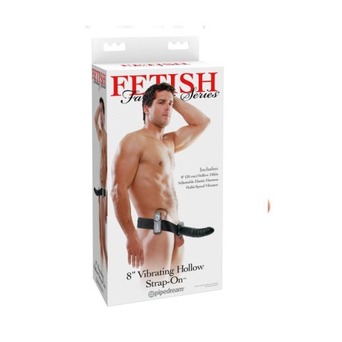 Pipedream Fetish Fantasy Series 8" Vibrating Hollow Strap-On Black