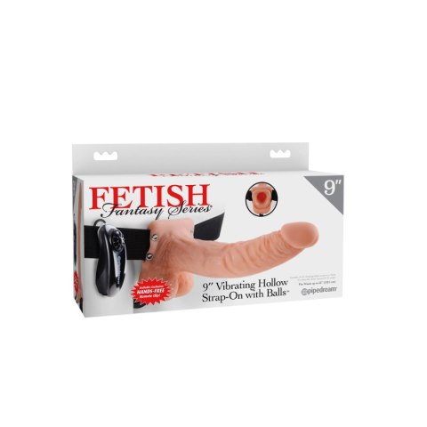 Pipedream Fetish Fantasy Series 9" Vibrating Hollow Strap-On with Balls Light