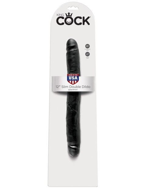 King Cock 12" Slim Double Dildo Black