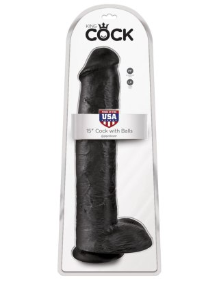 King Cock 15" Cock with Balls Black