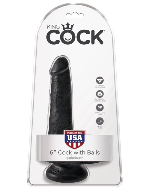 King Cock 6" Cock with Balls Black