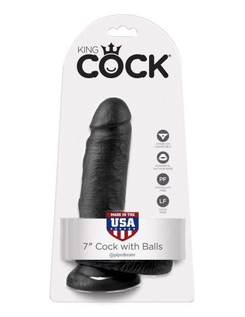 King Cock 7" Cock with Balls Black