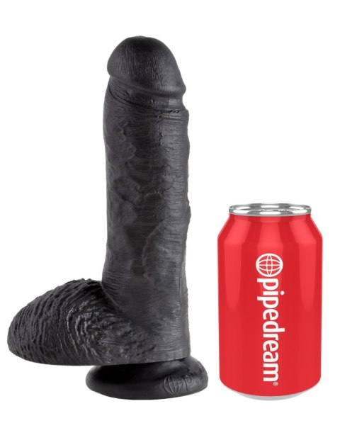 King Cock 8" Cock with Balls Black