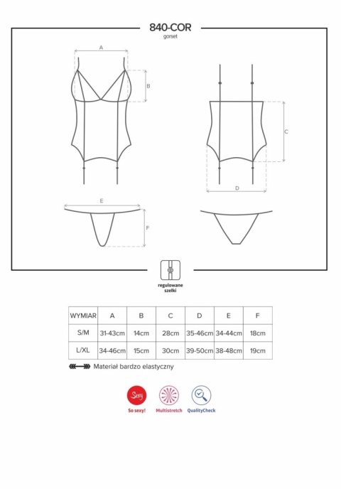 840-COR-1 gorset czarny L/XL