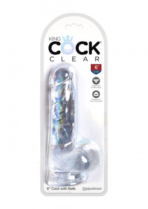 King Cock 6 Inch Cock with Balls Transparant