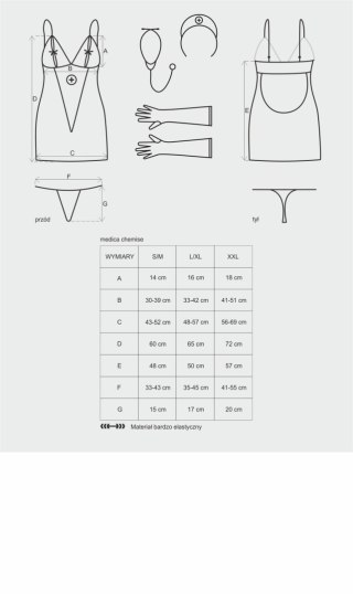 Medica sukienka kostium 5-częściowy + stetoskop S/M