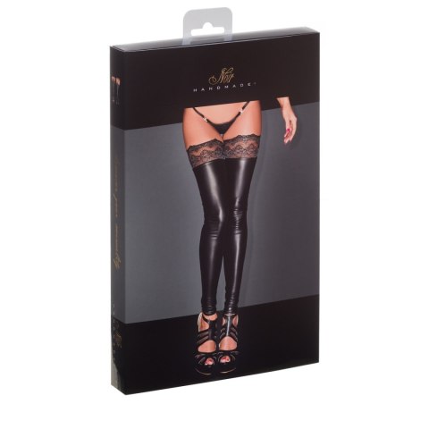 F135 Powerwetlook stockings with siliconed lace L