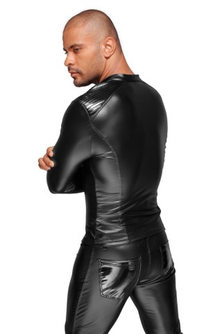 H052 Powerwetlook men's jacket with pleated PVC epaulets L