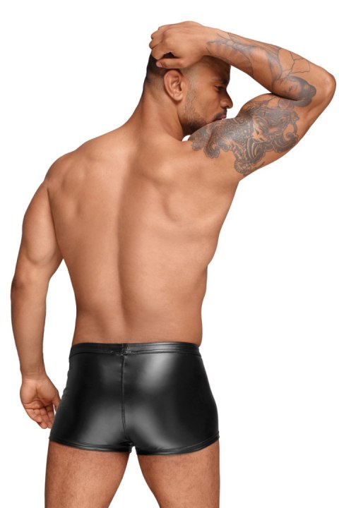 H054 Powerwetlook men's shorts with decorative PVC pleats L