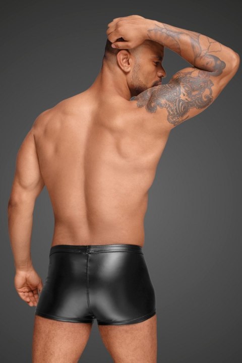 H054 Powerwetlook men's shorts with decorative PVC pleats L