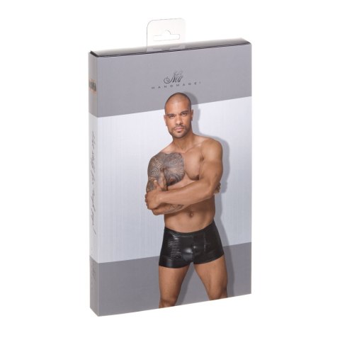 H054 Powerwetlook men's shorts with decorative PVC pleats L