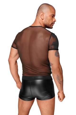 H055 Tulle men's shirt with decorative PVC pleats in the front L